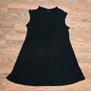 Nicole Miller 2X Sleeveless Black A-Line Shift Dress Ruffle Collar & Arm Details